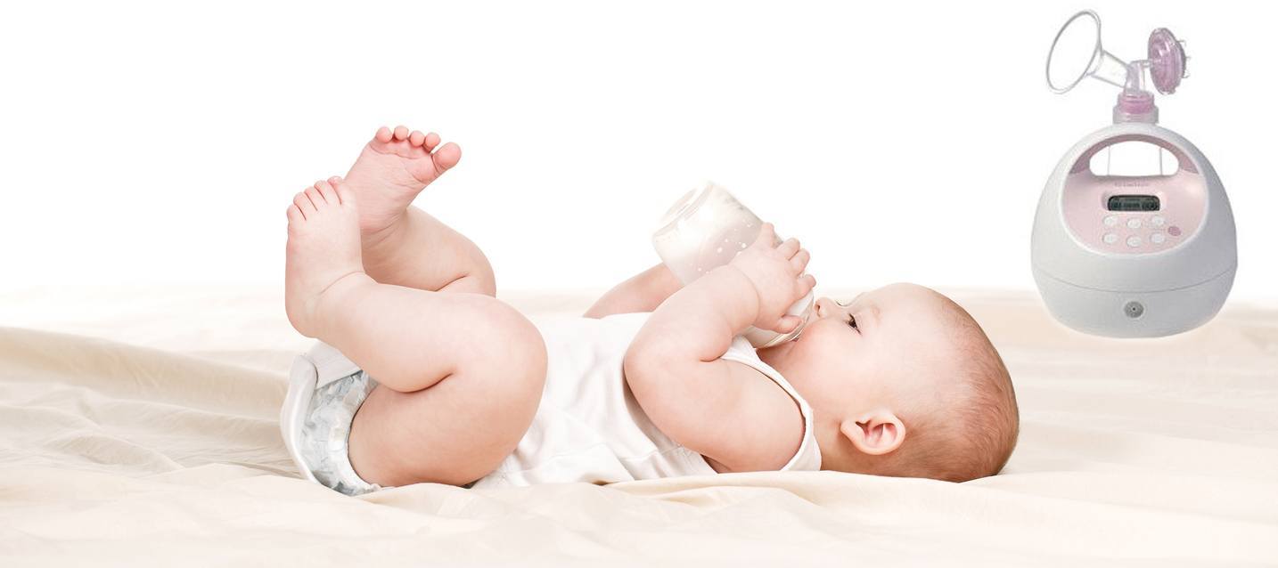 baby feeding on bottle Breast Pump